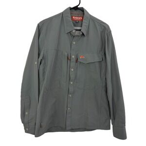 SImms Guide Marle Fishing Shirt Mens Small Gray Long Sleeve Button Vent Outdoor